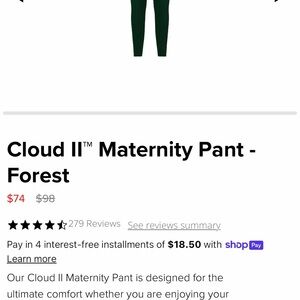 Cloud II Maternity Pant - Green : Size Small
